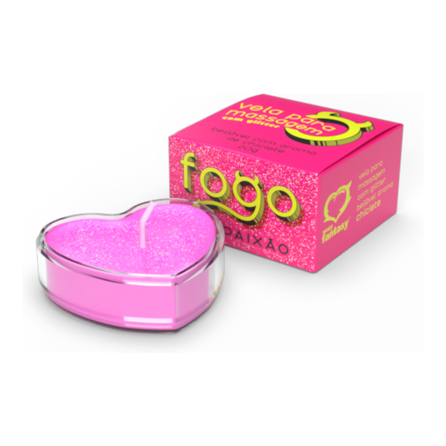 Vela Beijável Fogo da Paixão Com Glitter