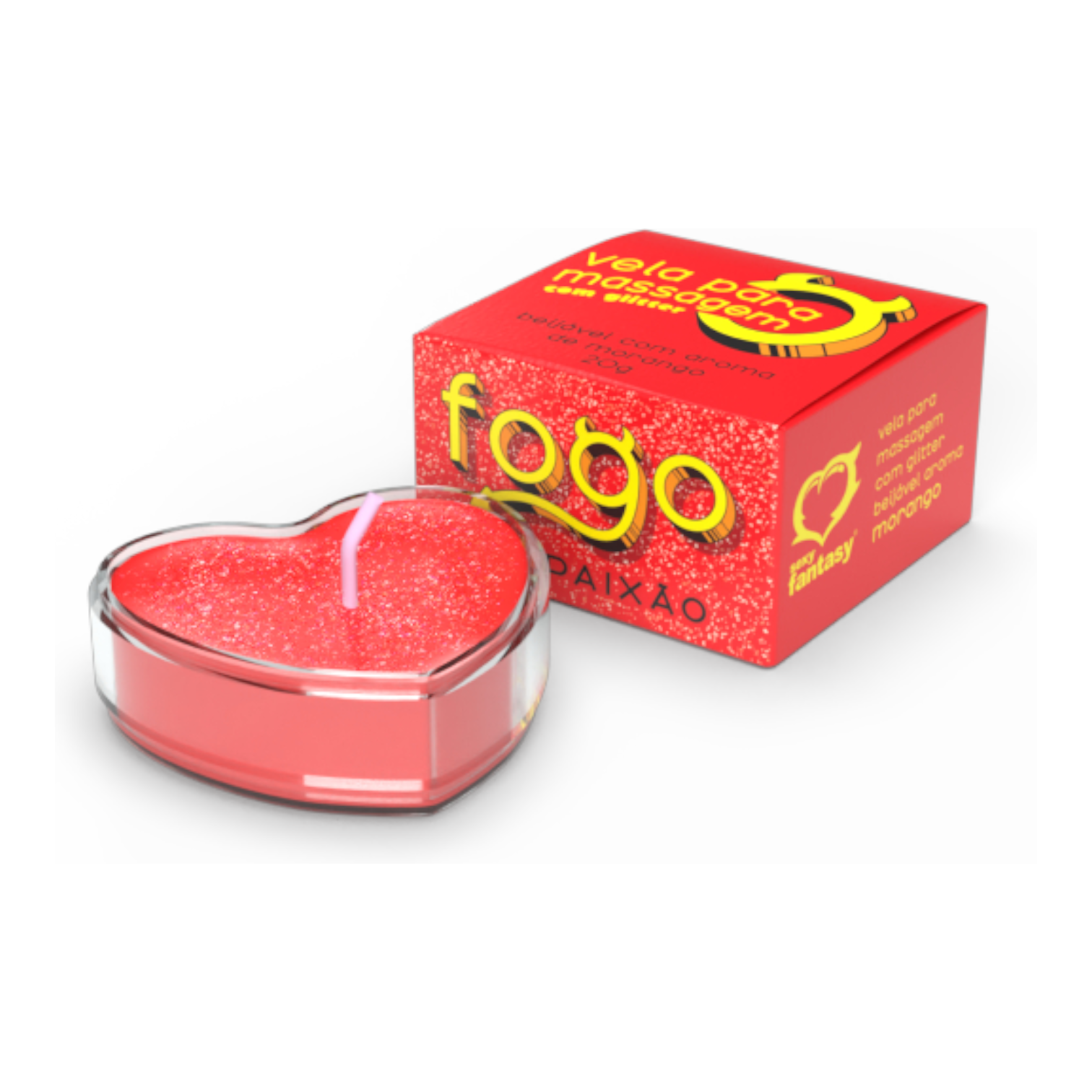 Vela Beijável Fogo da Paixão Com Glitter - Imagem 3